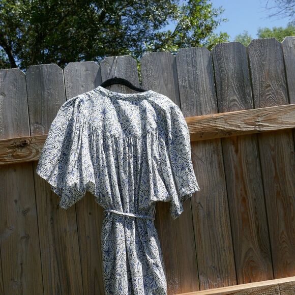 Anthropologie Breezy Lounge Romper Shorts Blue Floral Short Sleeve Small Modal - Picture 7 of 9